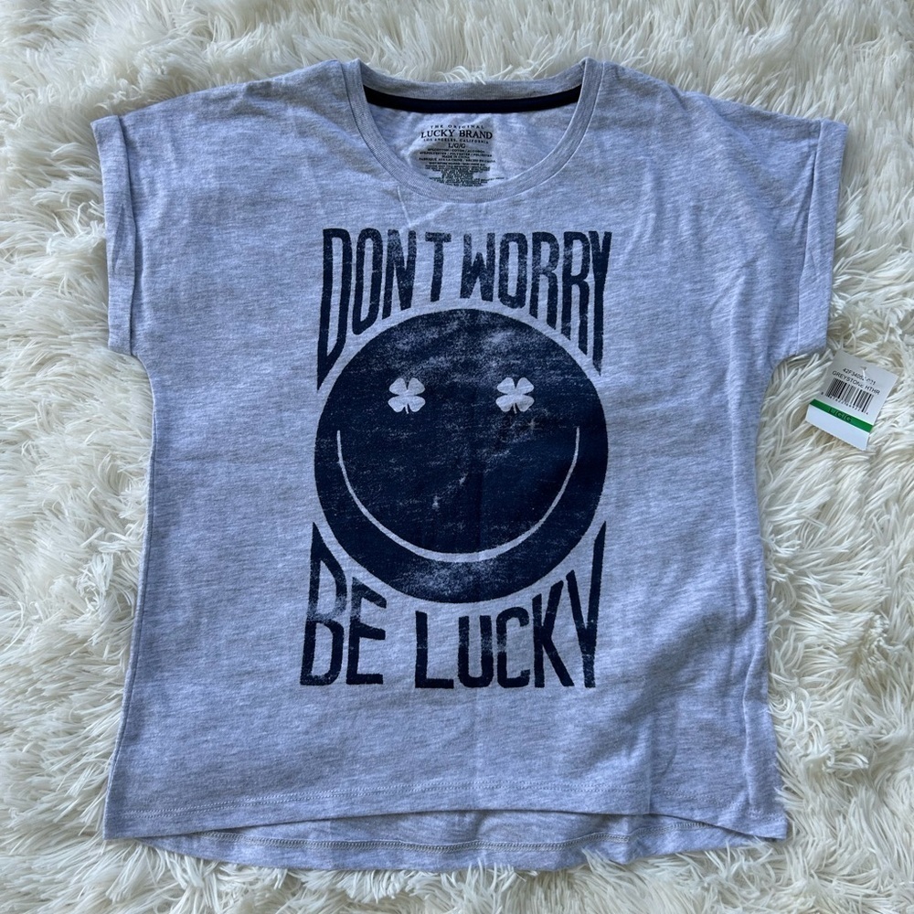 Lucky brand girls gray graphic t-shirt size large NWT
